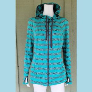LUKKA Turquoise Striped Hoodie Activewear Jacket M